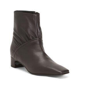 NAPOLEONI Dark Brown Made In Italy Leather Pinched Booties